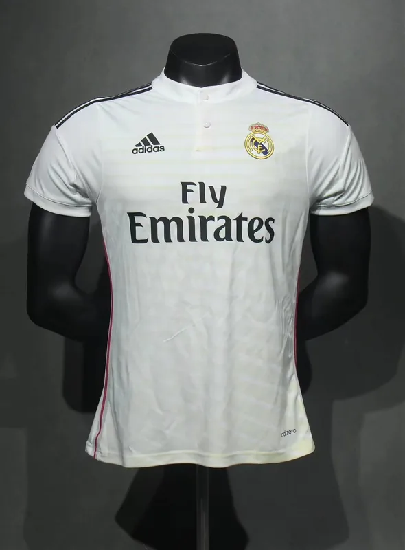 2014/15 Retro Real Madrid Home Long Sleeve Jersey (Player Version)