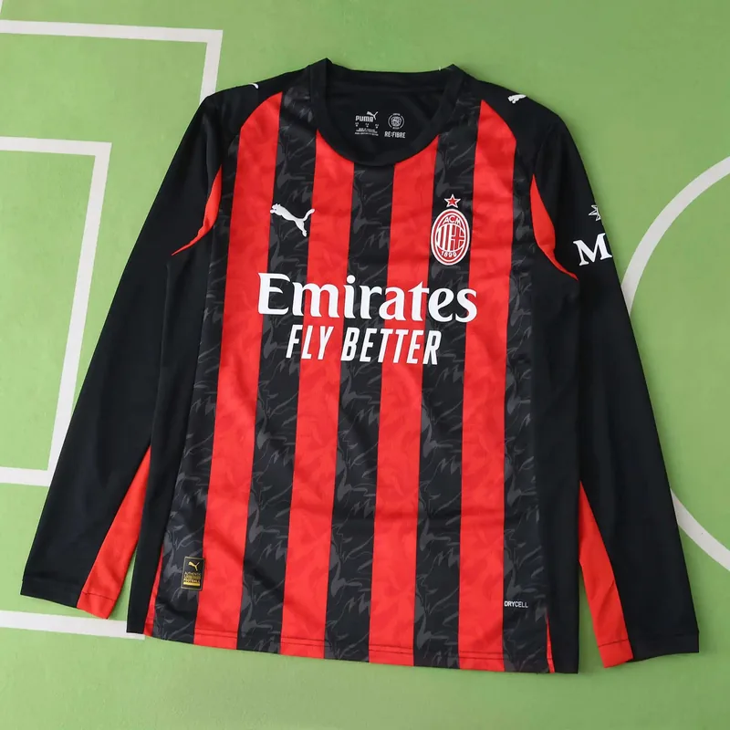 2025/26 AC Milan Home Long Sleeve Jersey (Fan Version)
