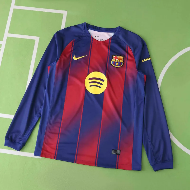 2025/26 Barcelona Home Long Sleeve Jersey (Fan Version)