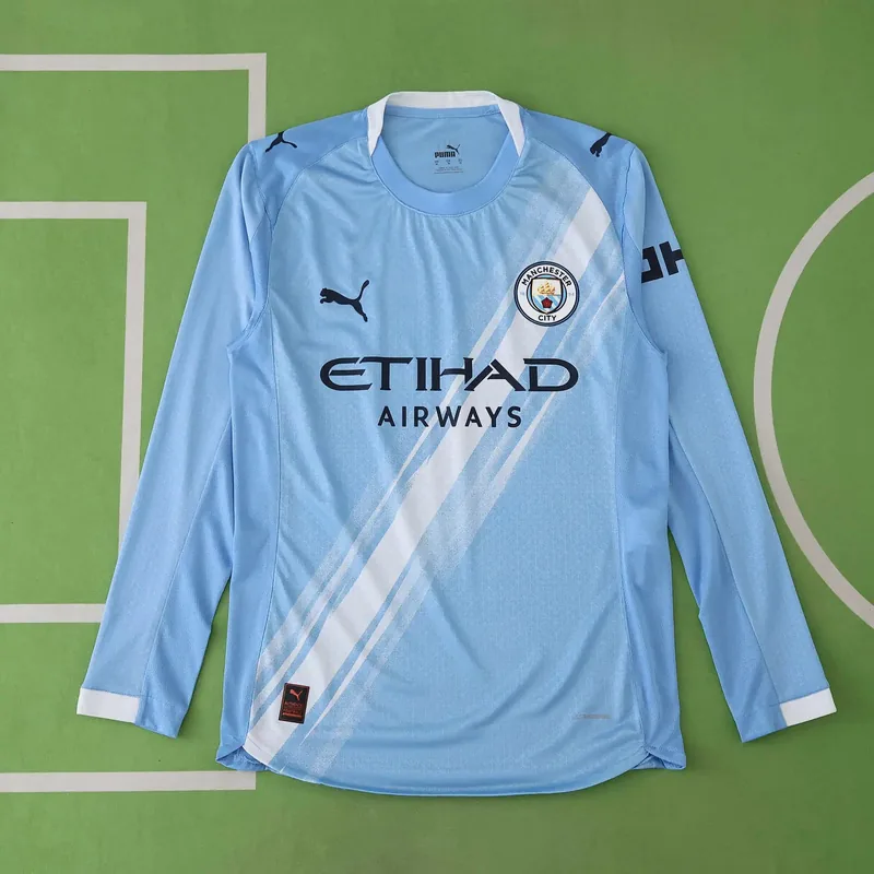 2025/26 Manchester City Home Long Sleeve Jersey (Player Version)