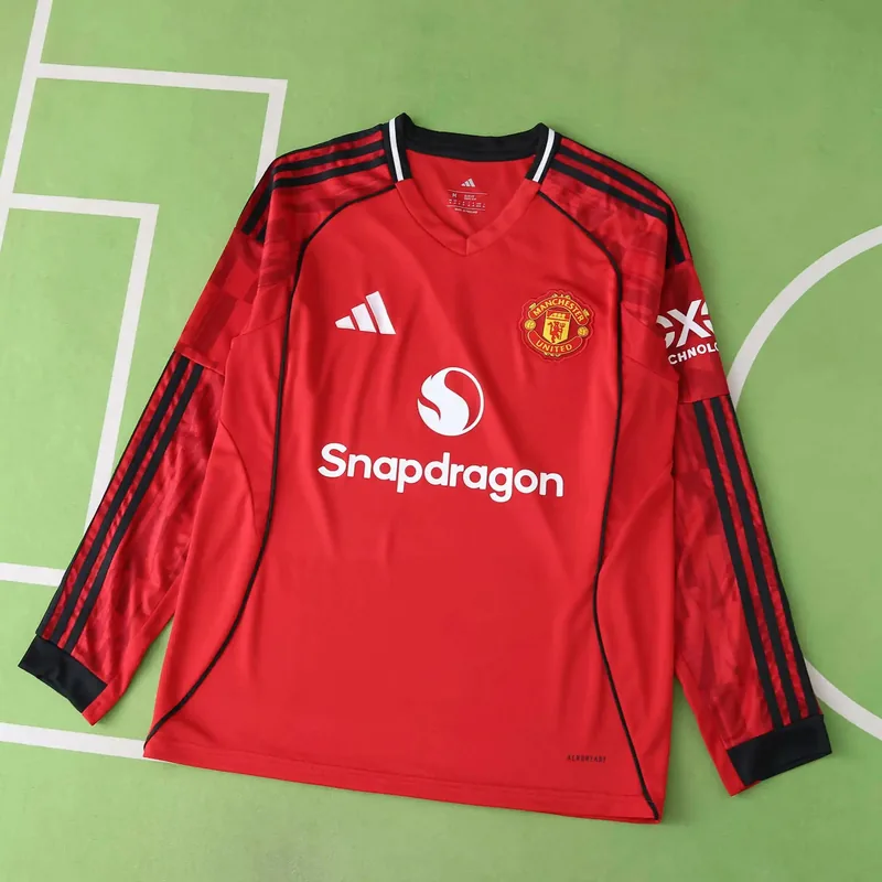 2025/26 Manchester United Home Long Sleeve Jersey (Fan Version)