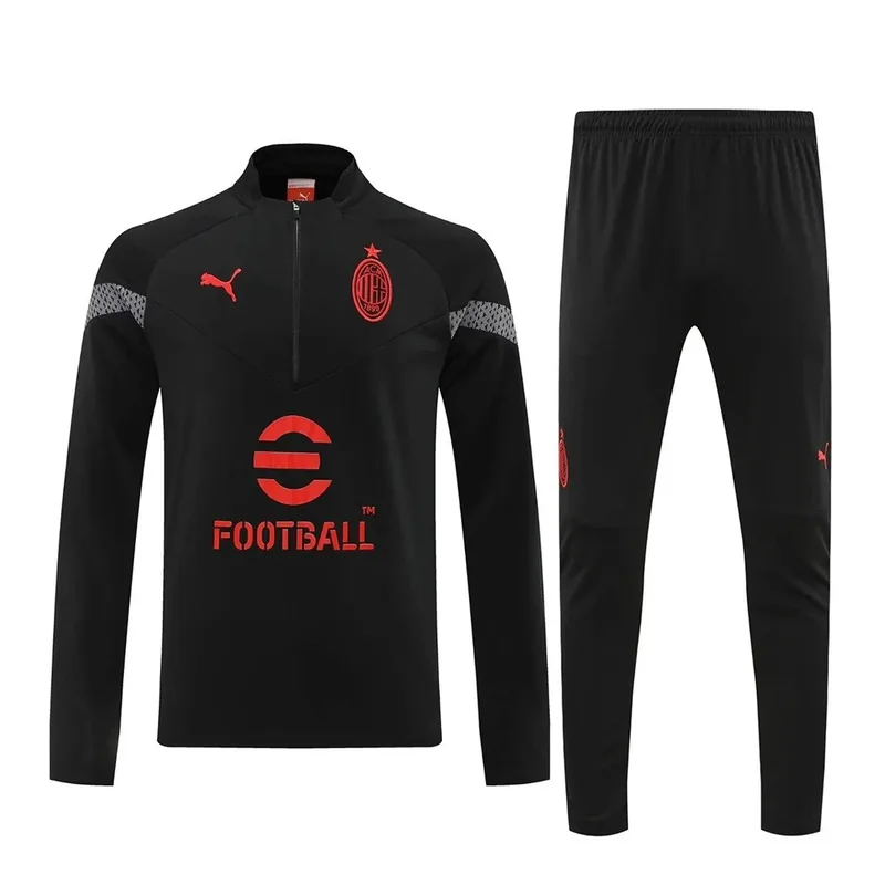 AC Milan 2022 1 4 Zip Tracksuit 23 Black