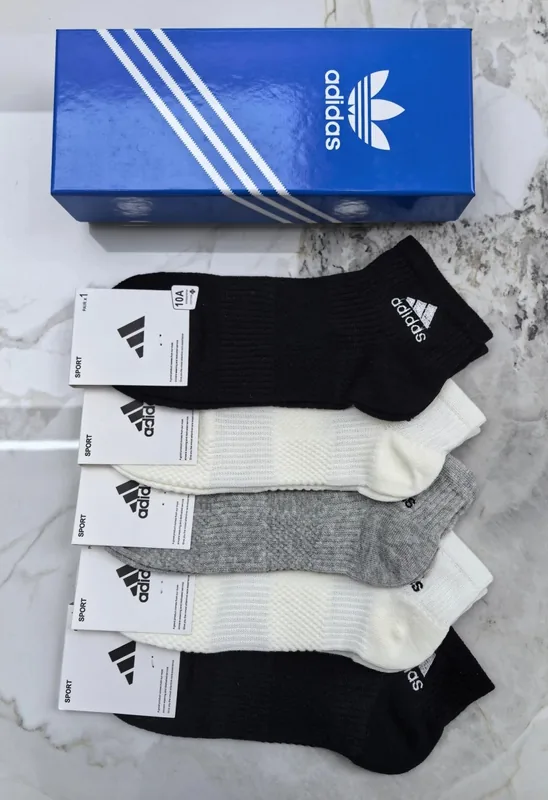 Adidas Embroidered Quarter Socks 5-Pair Box Ver.C