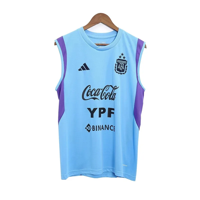 Argentina 2023 Pre Match Sleeveless Top Blue Jersey