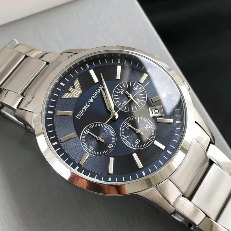 Armani Chronograph Blue Quartz Watch 43mm
