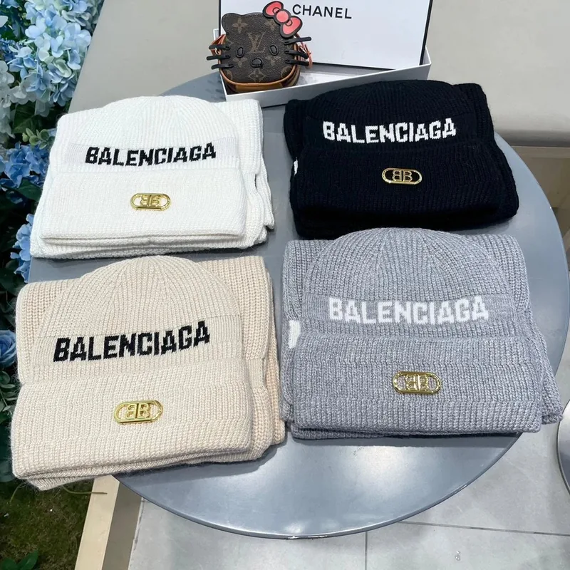Balenciaga Wool Rabbit Fur Scarf & Hat Set Ver.A