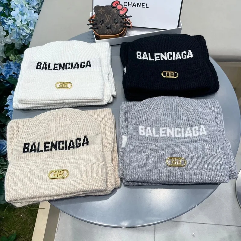 Balenciaga Wool Rabbit Fur Scarf & Hat Set Ver.B