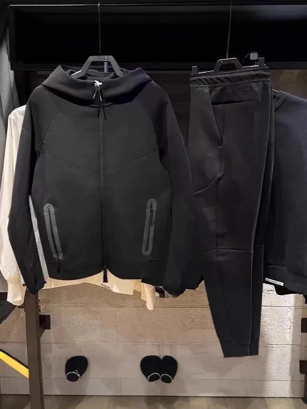 Black Tech Fleece Tracksuit Set