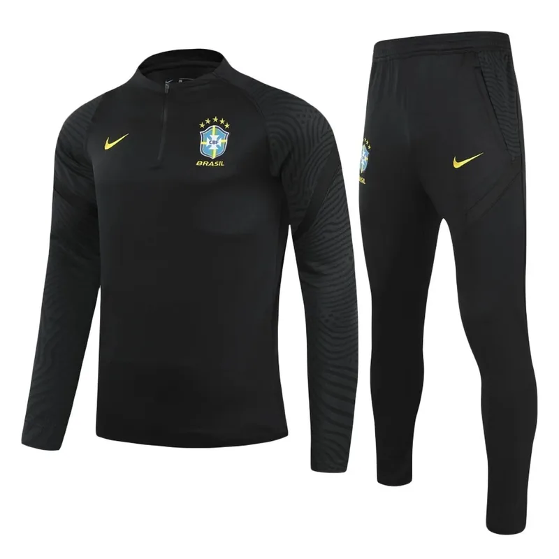 Brazil 1 4 Zip Tracksuit 2021 22 Black