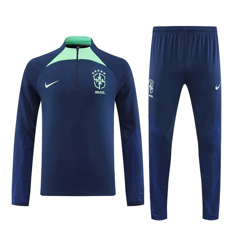Brazil 2022 1 4 Zip Tracksuit Navy