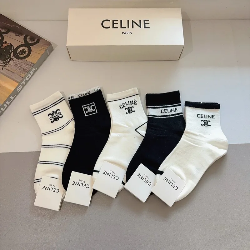Celine Crew Cotton No-Show Socks Ver.B