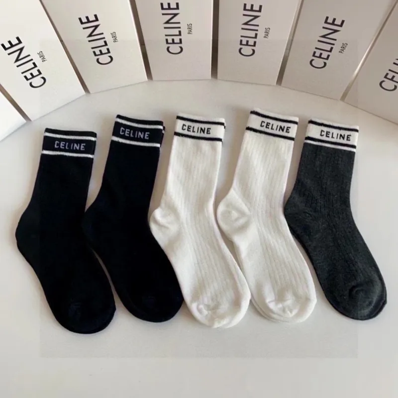 Celine Crew Socks 5-Pair Box