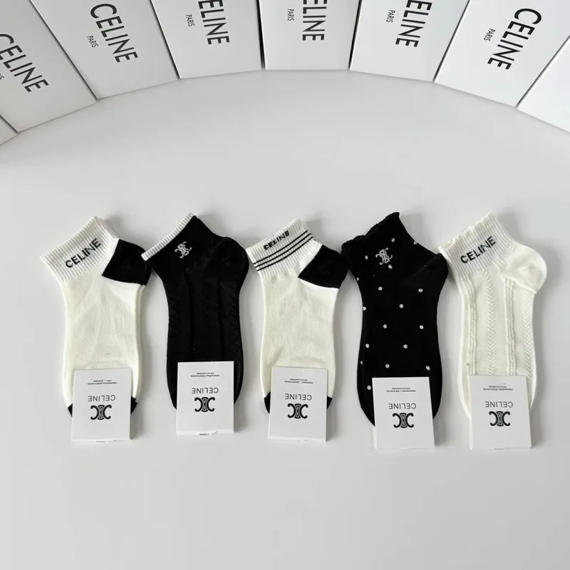 Celine Quarter Socks 5-Pair Box Ver.C