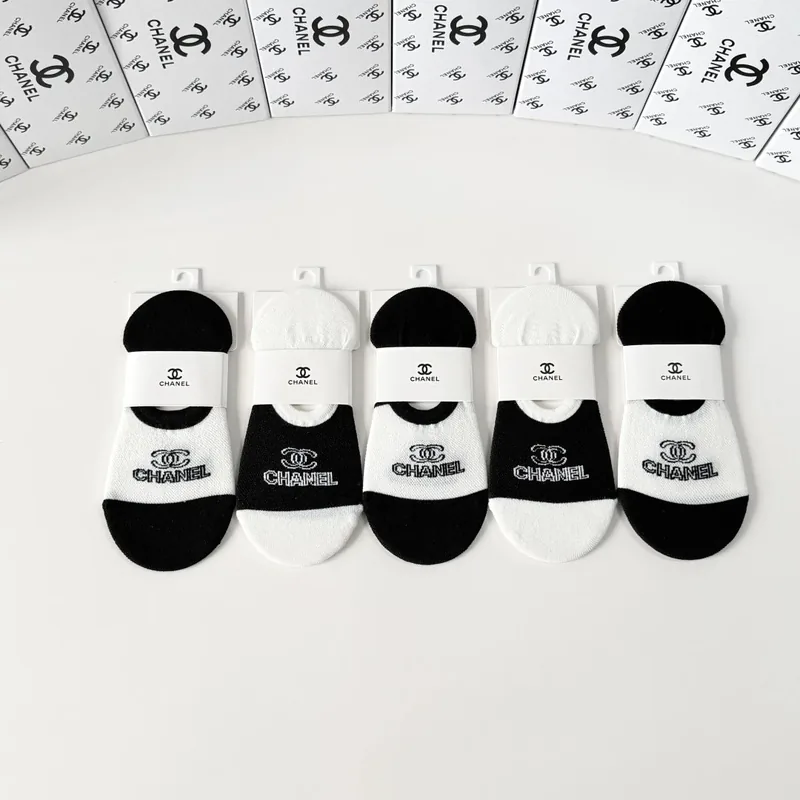 Chanel Classic No-Show Socks 5-Pair Box