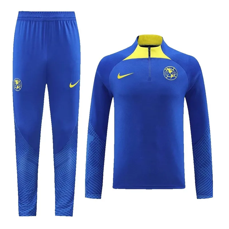 2023 Club America 1 4 Zip Tracksuit Blue