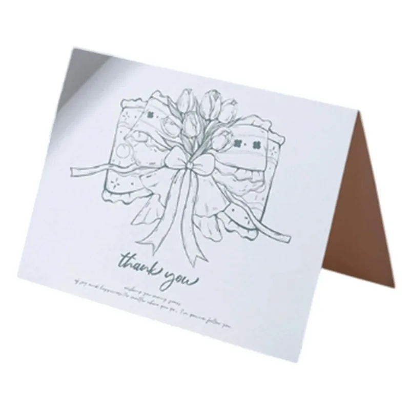 Custom Bow Tulip Thank You Anniversary Card Green Jersey
