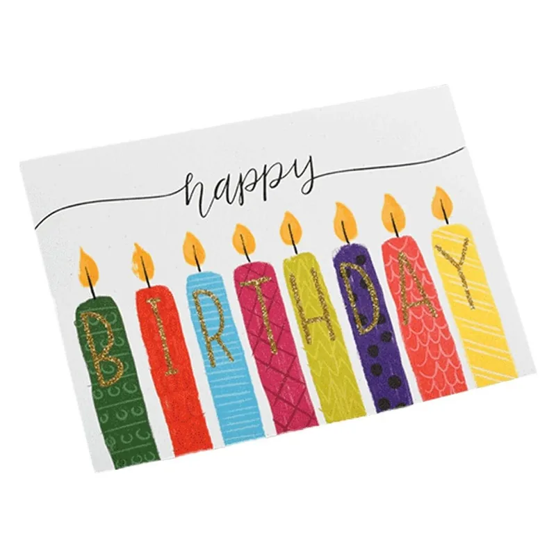 Custom Colorful Candle Birthday Card White Jersey