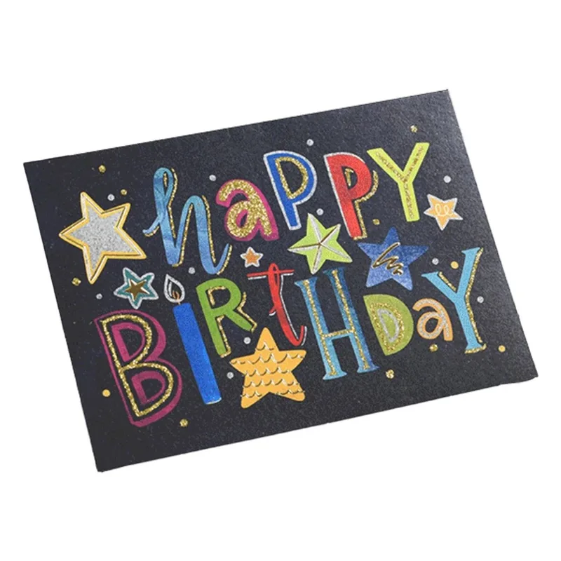 Custom Colorful Star Birthday Card Black Jersey