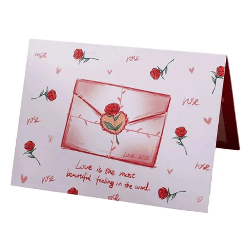 Custom Rose Envelope Valentine s Day Card Red Jersey