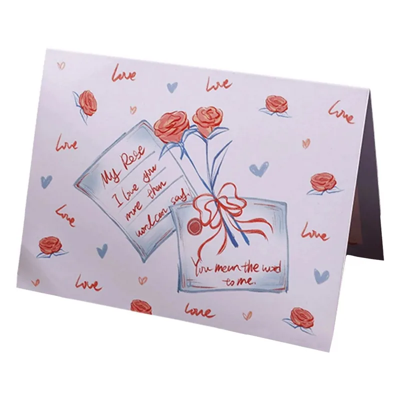 Custom Rose Letter Valentine s Day Card Blue Pink Jersey