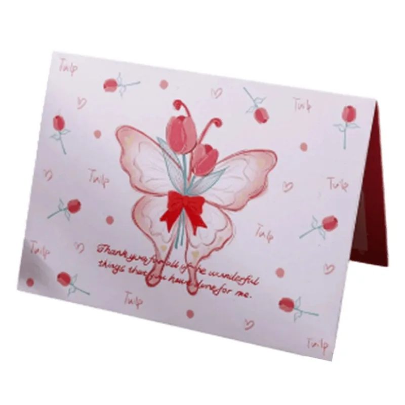 Custom Tulip Butterfly Valentine s Day Card Red Jersey