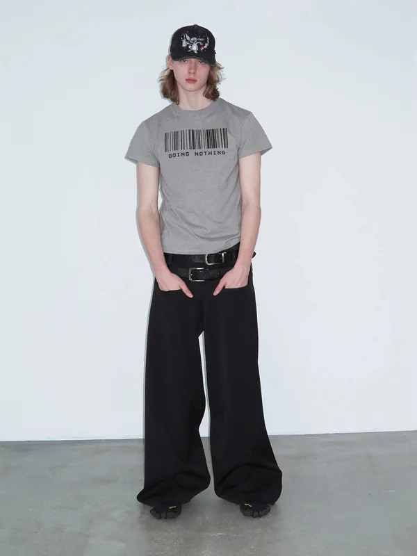 Delivery Three-Waist Splicing Design Black Wide-Leg Pants Stereo Version Loose Pants Casual