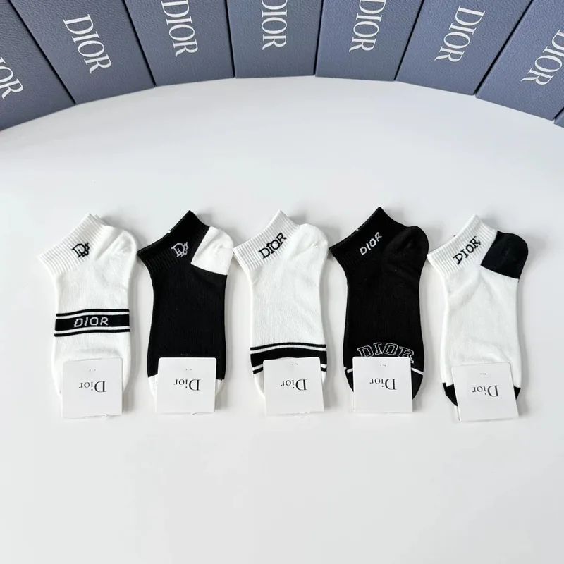 Dior Quarter Socks 5-Pair Box Ver.B
