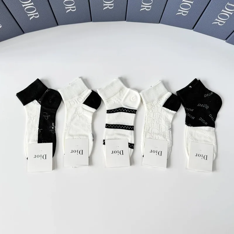 Dior Quarter Socks 5-Pair Box Ver.C