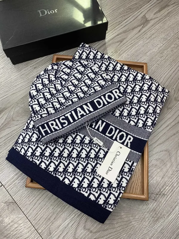 Dior Wool Rabbit Fur Scarf & Hat Set Ver.B