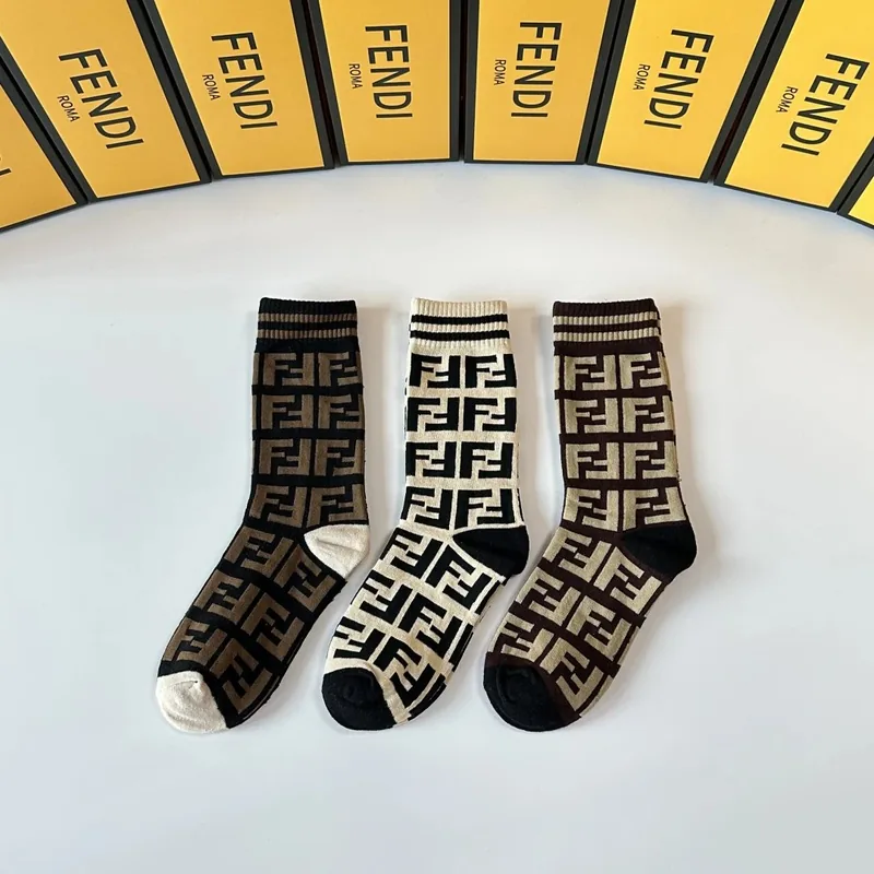 Fendi Classic Crew Socks 3-Pair Box