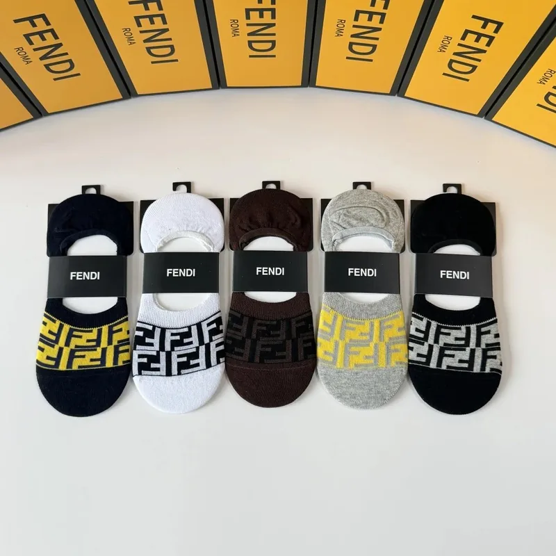 Fendi No-Show Socks 5-Pair Box