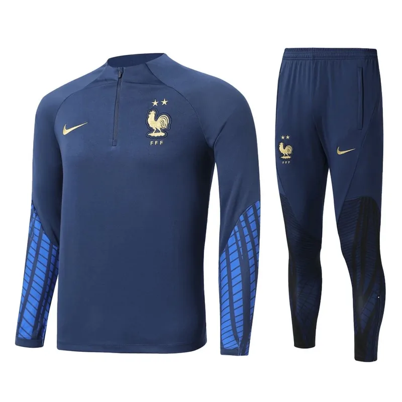 France 2022 1 4 Zip Tracksuit Navy