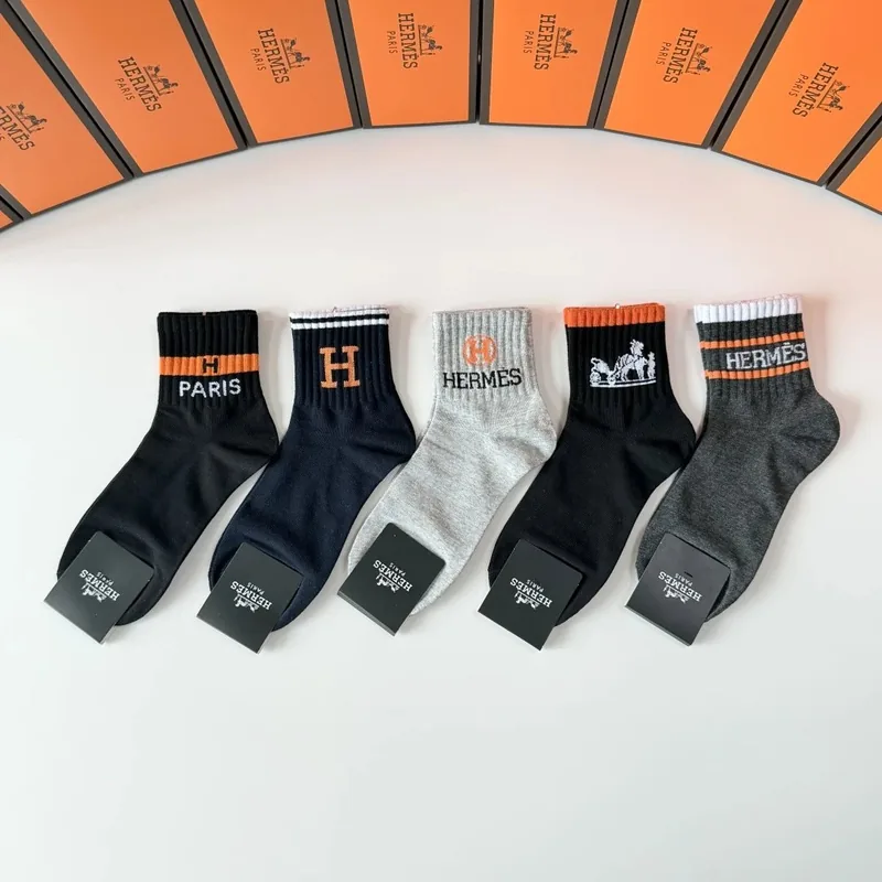 Hermes Crew Socks 5-Pair Box Ver.B