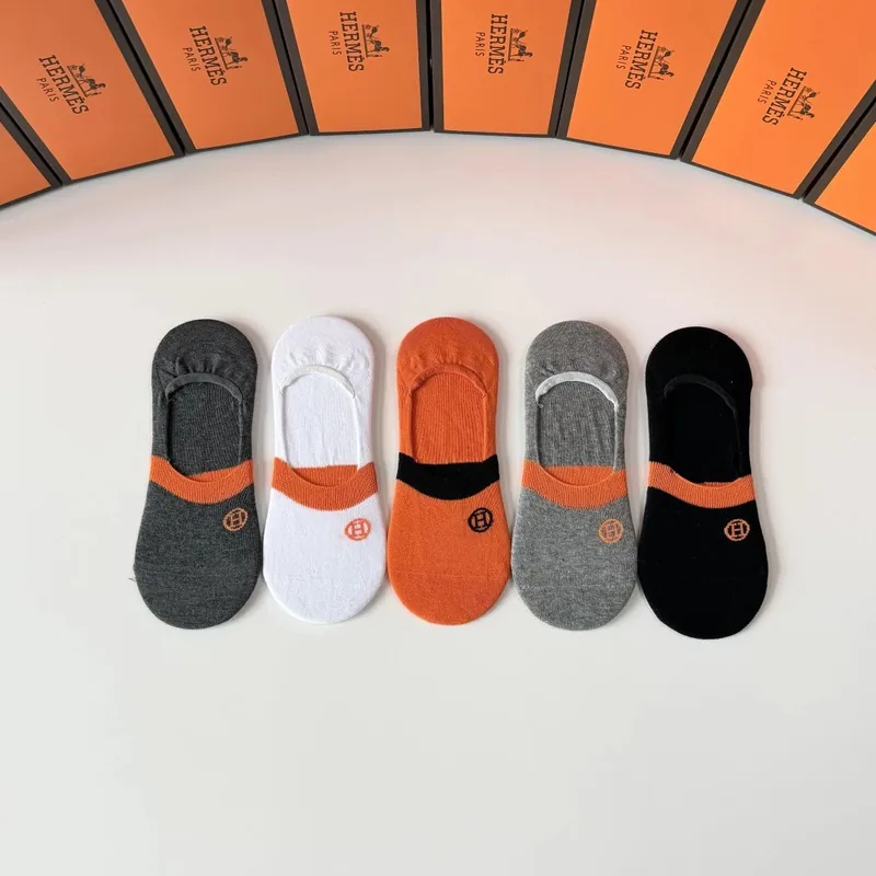Hermes No-Show Socks 5-Pair Box Ver.A