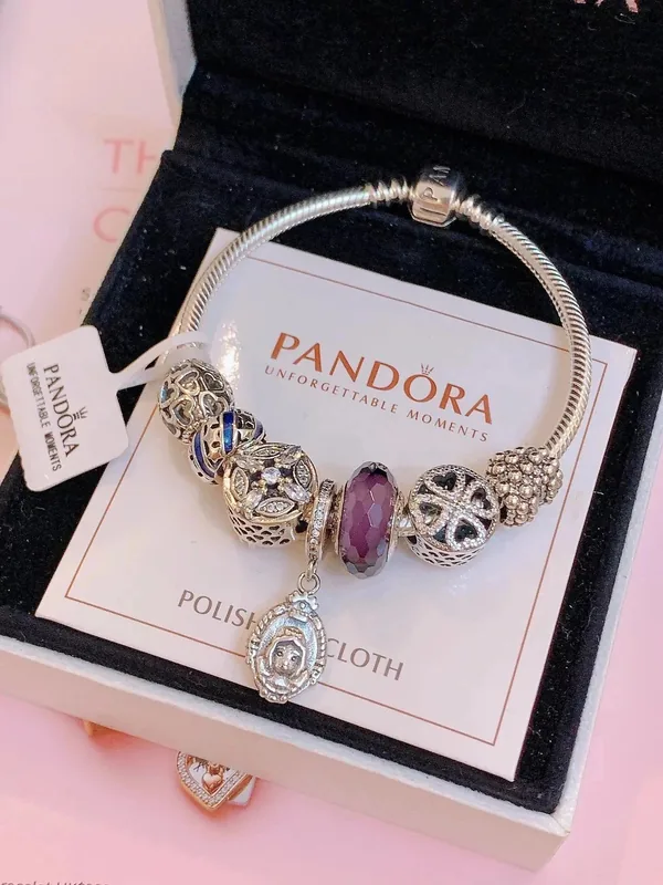 Pandora charm bracelet with assorted beads