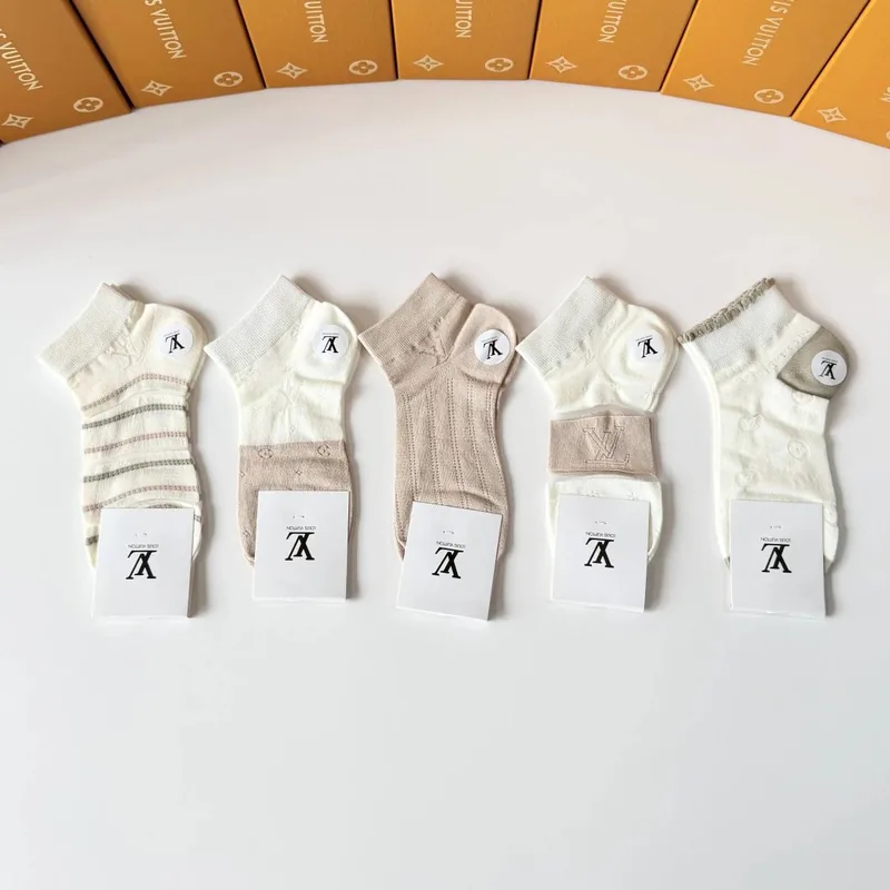 Louis Vuitton Quarter Socks 5-Pair Box Ver.D