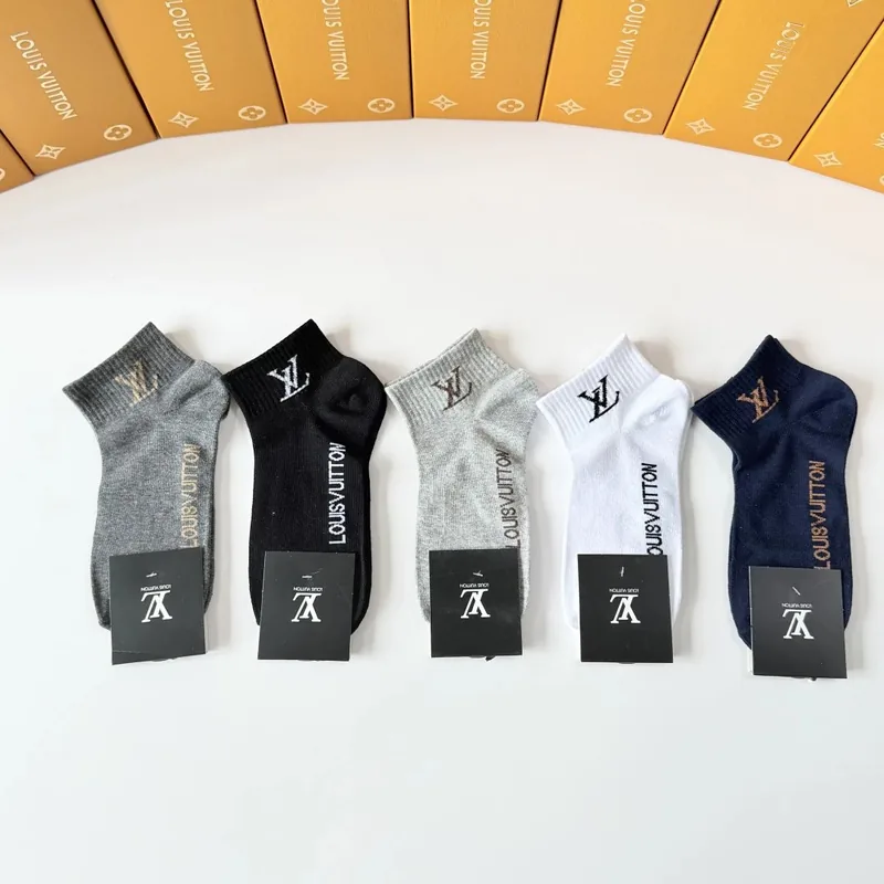 Louis Vuitton Quarter Socks 5-Pair Box Ver.E