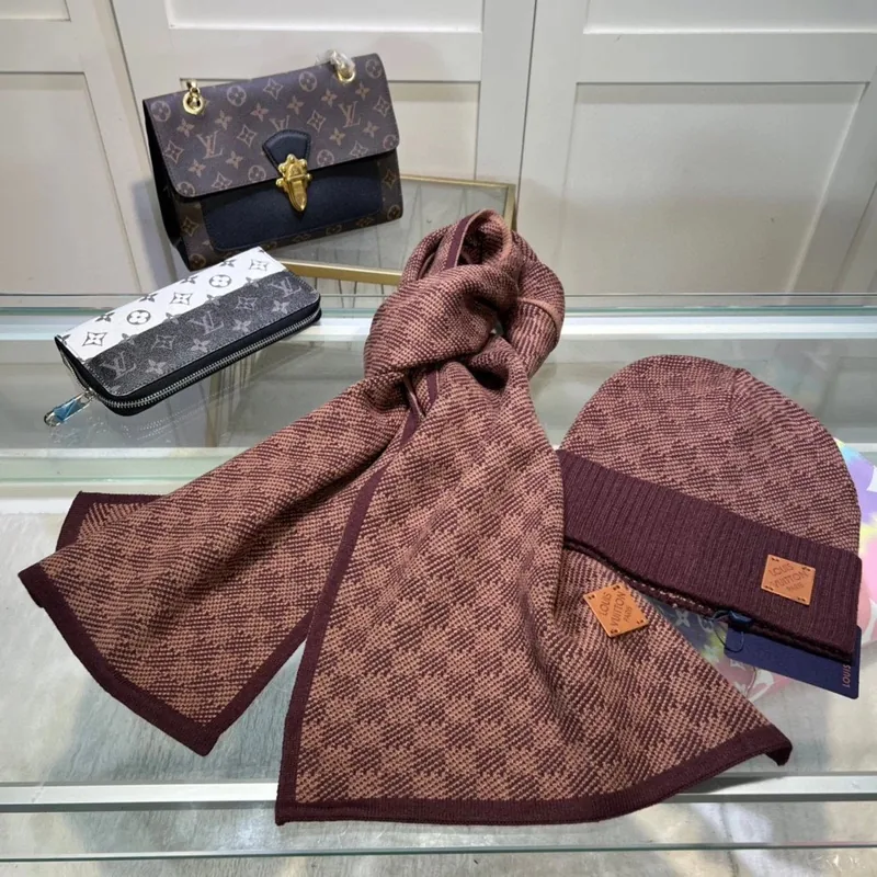 Louis Vuitton Wool Scarf & Hat Set Ver.A