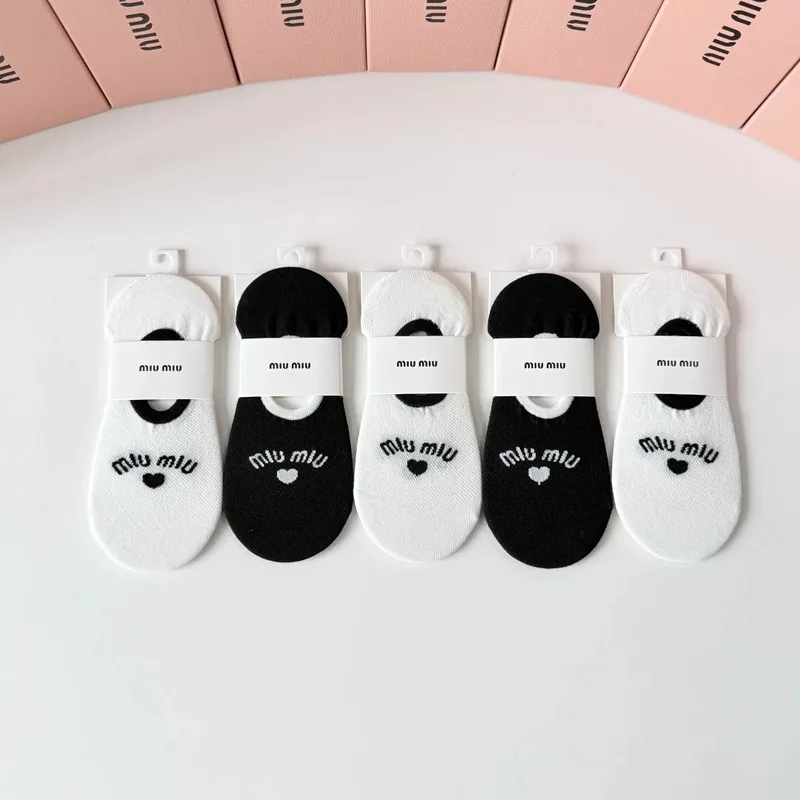 Miu Miu Classic No-Show Socks 5-Pair Box Ver.B
