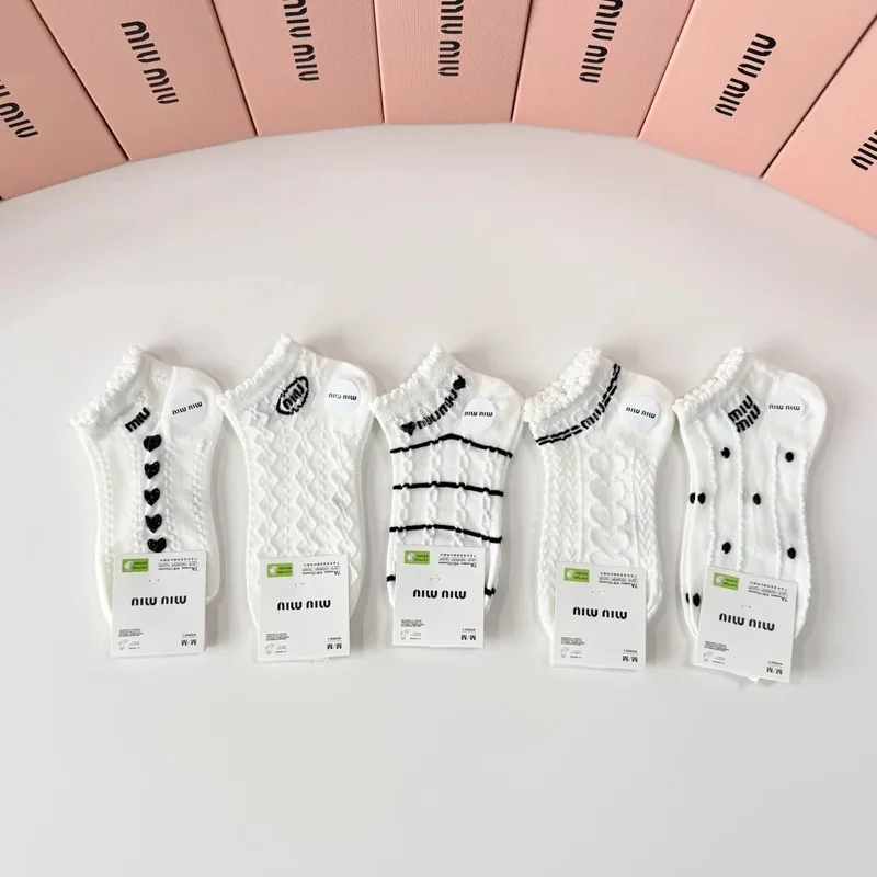 Miu Miu Classic Quarter Socks 5-Pair Box