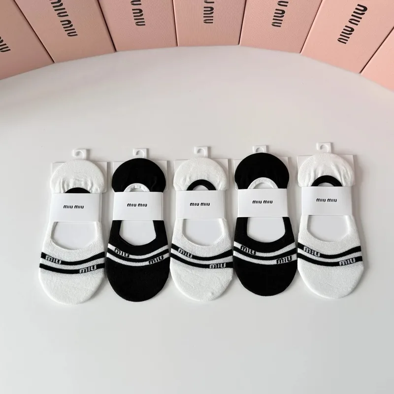 Miu Miu No-Show Socks 5-Pair Box Ver.A