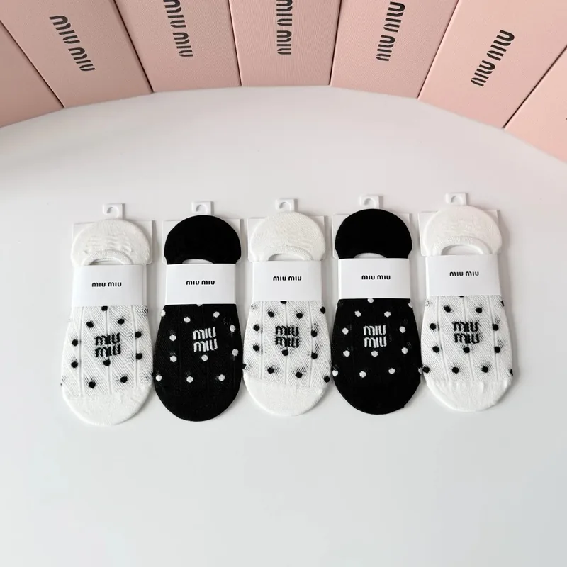 Miu Miu No-Show Socks 5-Pair Box Ver.B