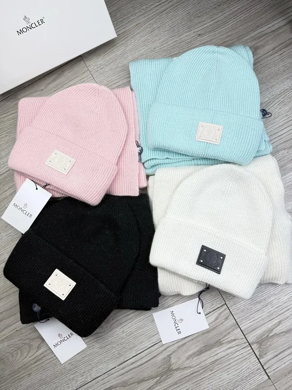 Moncler Wool Rabbit Fur Scarf & Hat Set Ver.A
