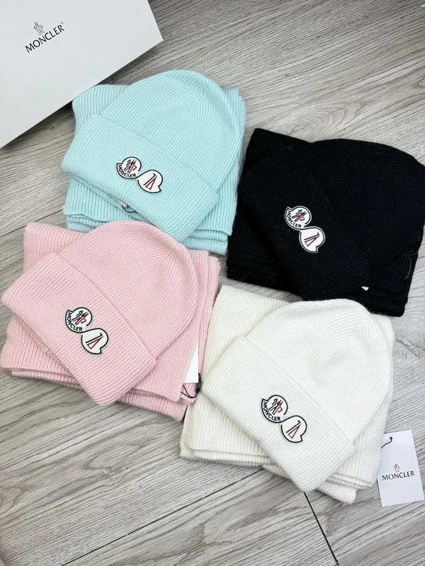 Moncler Wool Rabbit Fur Scarf & Hat Set Ver.G