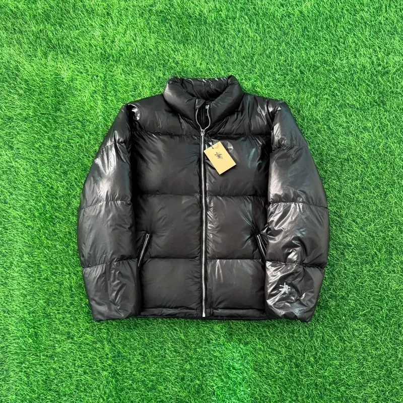 Down jacket with stand collar