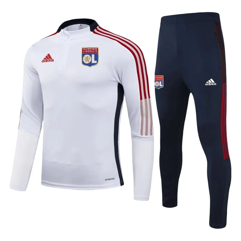 Lyon 2021 Olympique Lyonnais 1 4 Zip Tracksuit 22 Kids White