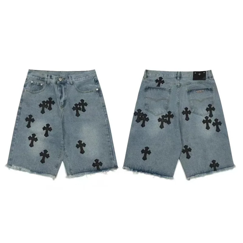 Chrome Hearts Cross Embroidered Denim Shorts