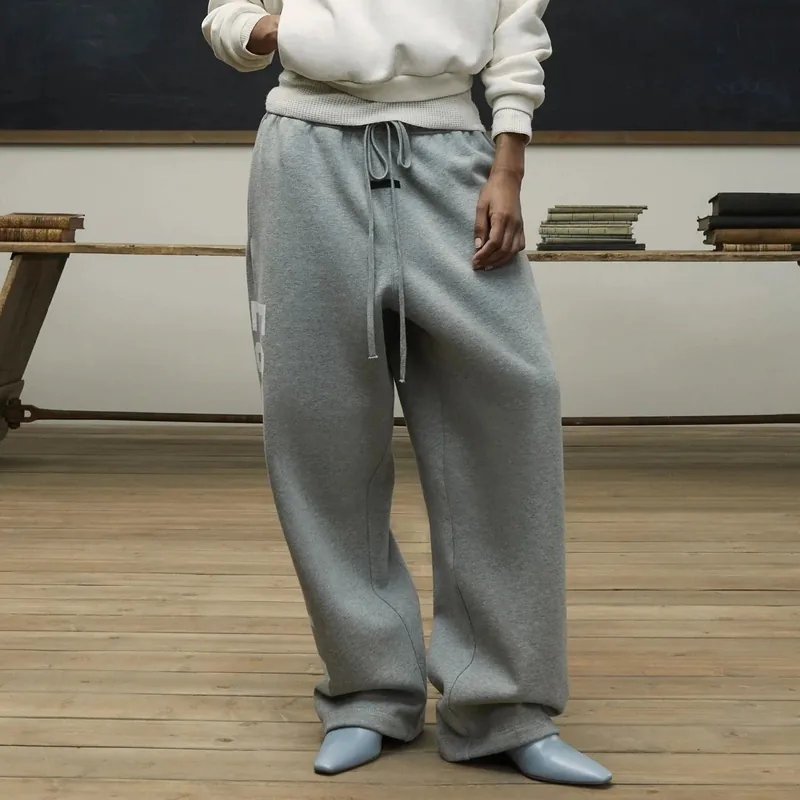 Straight men's and women's autumn and winter trousers fleece-lined