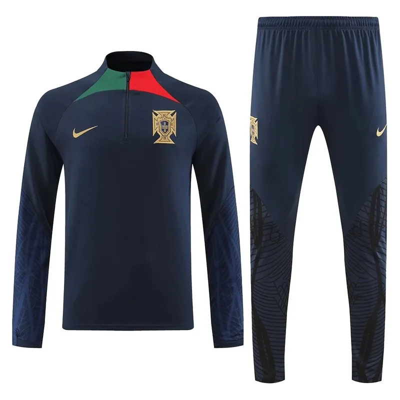 Portugal 2022 1 4 Zip Tracksuit Black