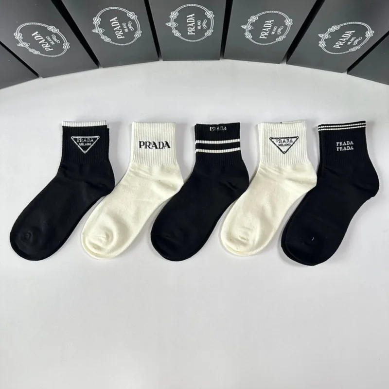 Prada Crew Socks 5-Pair Box Ver.A